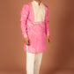 Men's Pink Silk Kurta with Intricate Embroidery