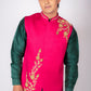Men's Festive  Embroidered Pink Nehru Jacket