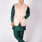 Men's Designer Embroidered Nehru Jacket – Emerald Green & Blush Pink