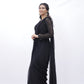 Timeless Black Pre-Draped Saree with Embellished Blouse