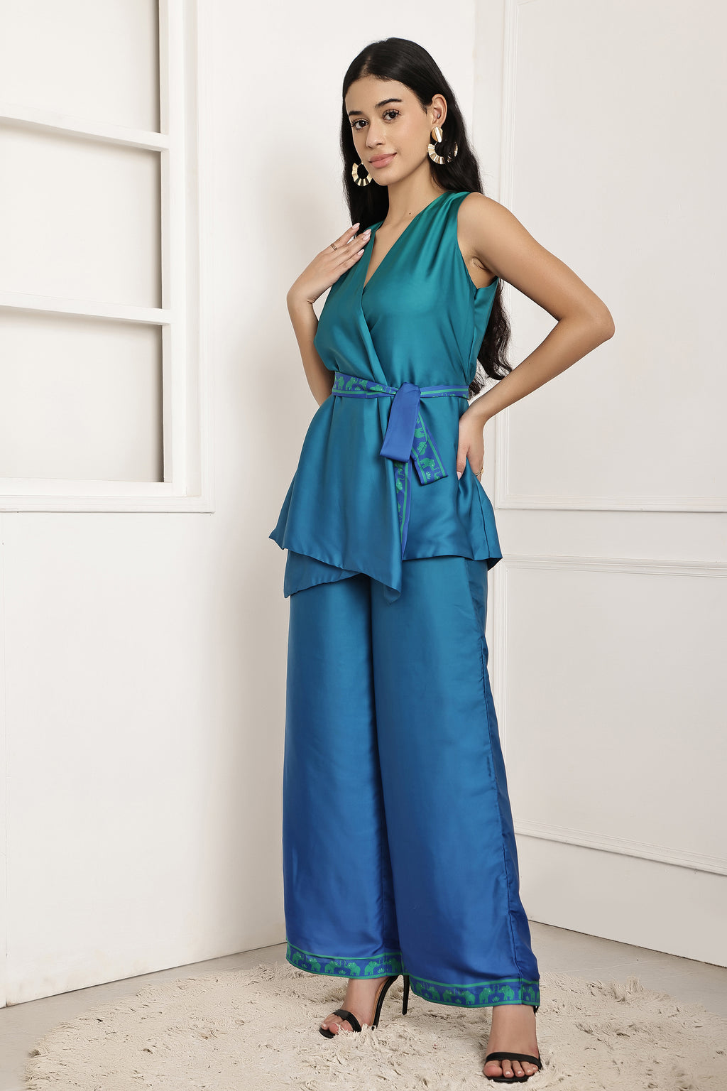 Azure Escape Ombre Wrap Top & Pant Set