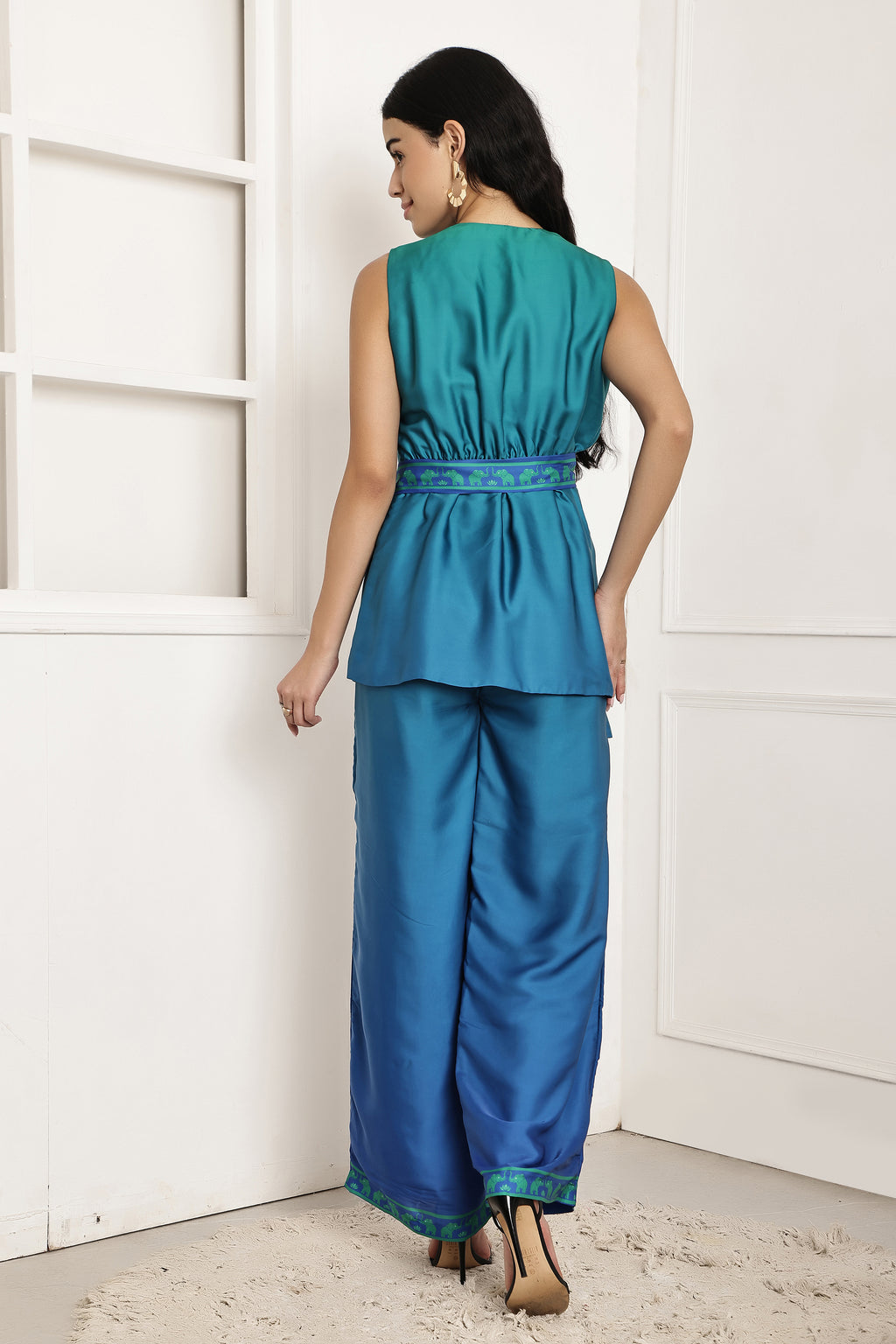 Azure Escape Ombre Wrap Top & Pant Set