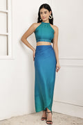 Blue Horizon Ombre Halter Top & Sarong Set
