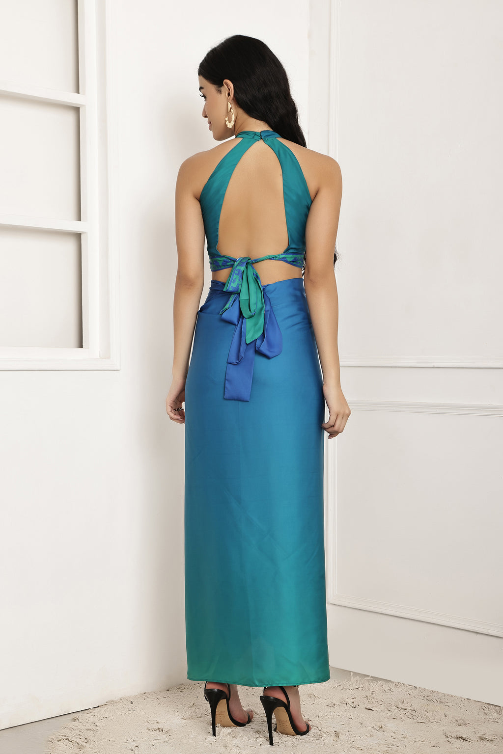 Blue Horizon Ombre Halter Top & Sarong Set