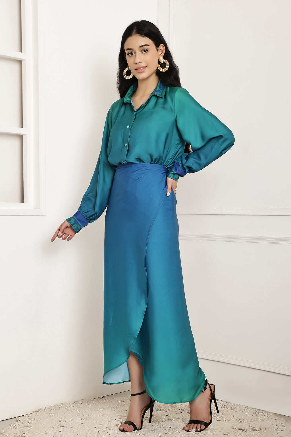 Tidal Blue Ombre Shirt & Sarong Set