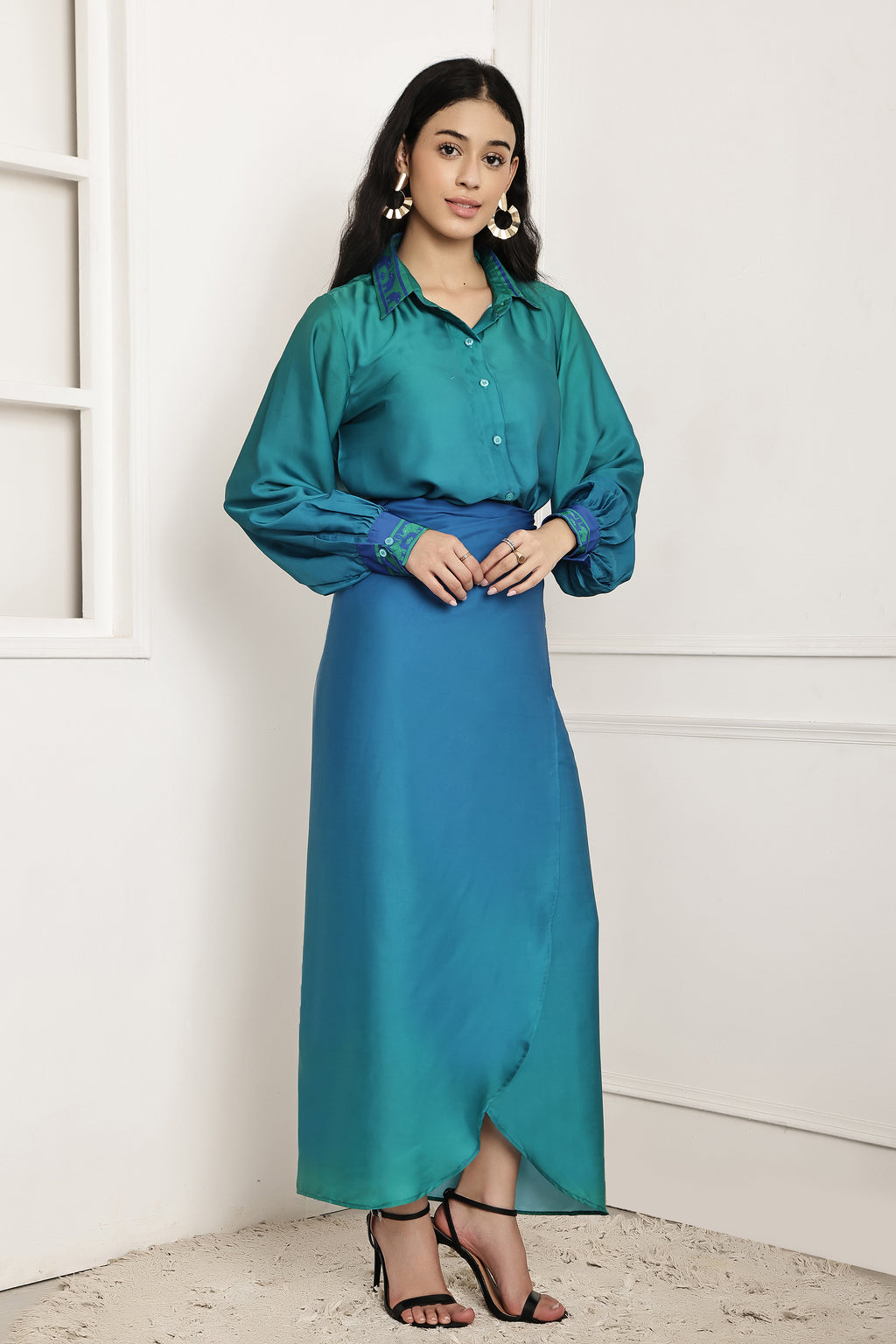 Tidal Blue Ombre Shirt & Sarong Set