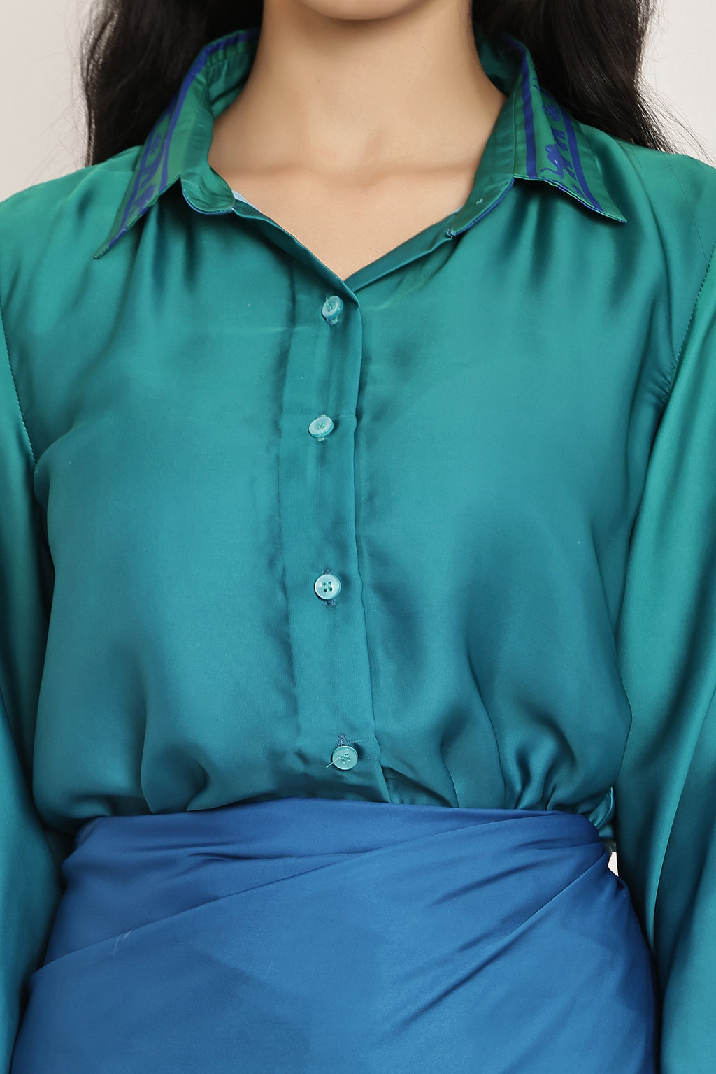 Tidal Blue Ombre Shirt & Sarong Set