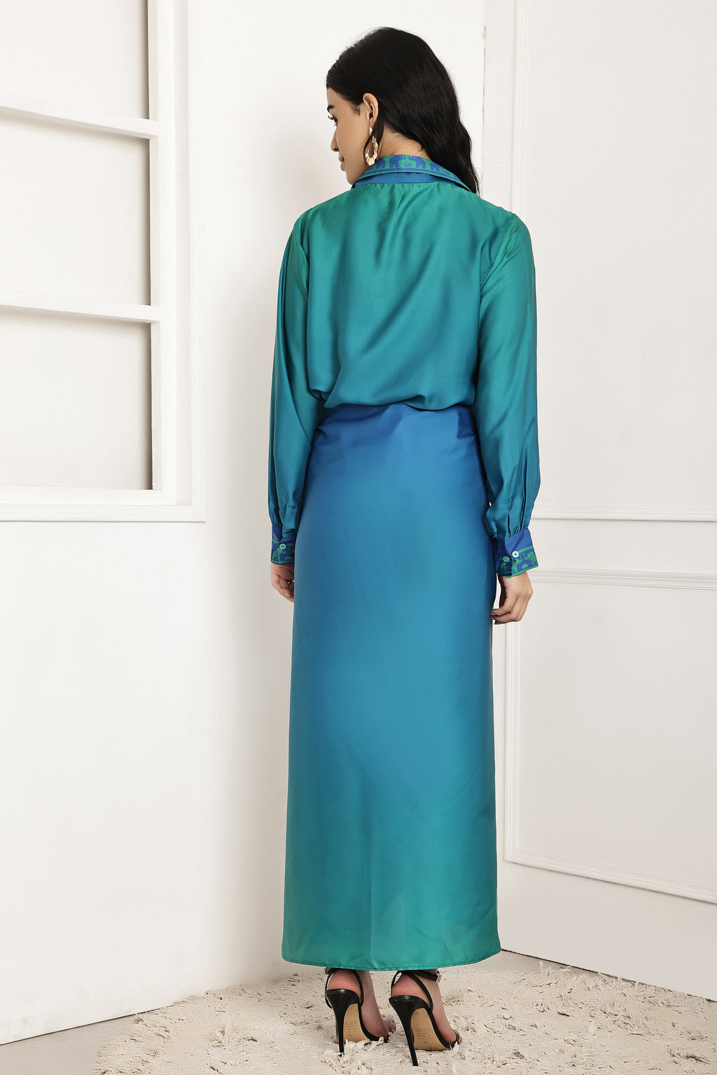 Tidal Blue Ombre Shirt & Sarong Set