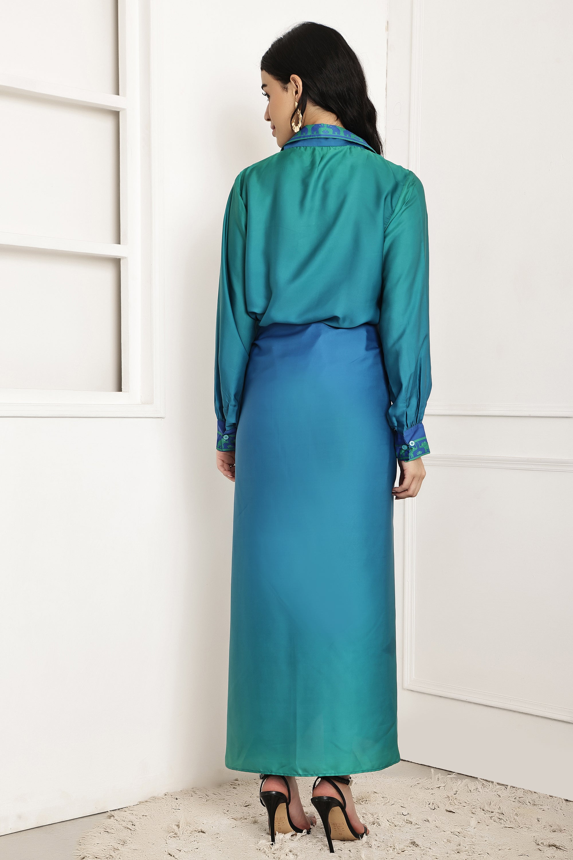 Tidal Blue Ombre Shirt & Sarong Set