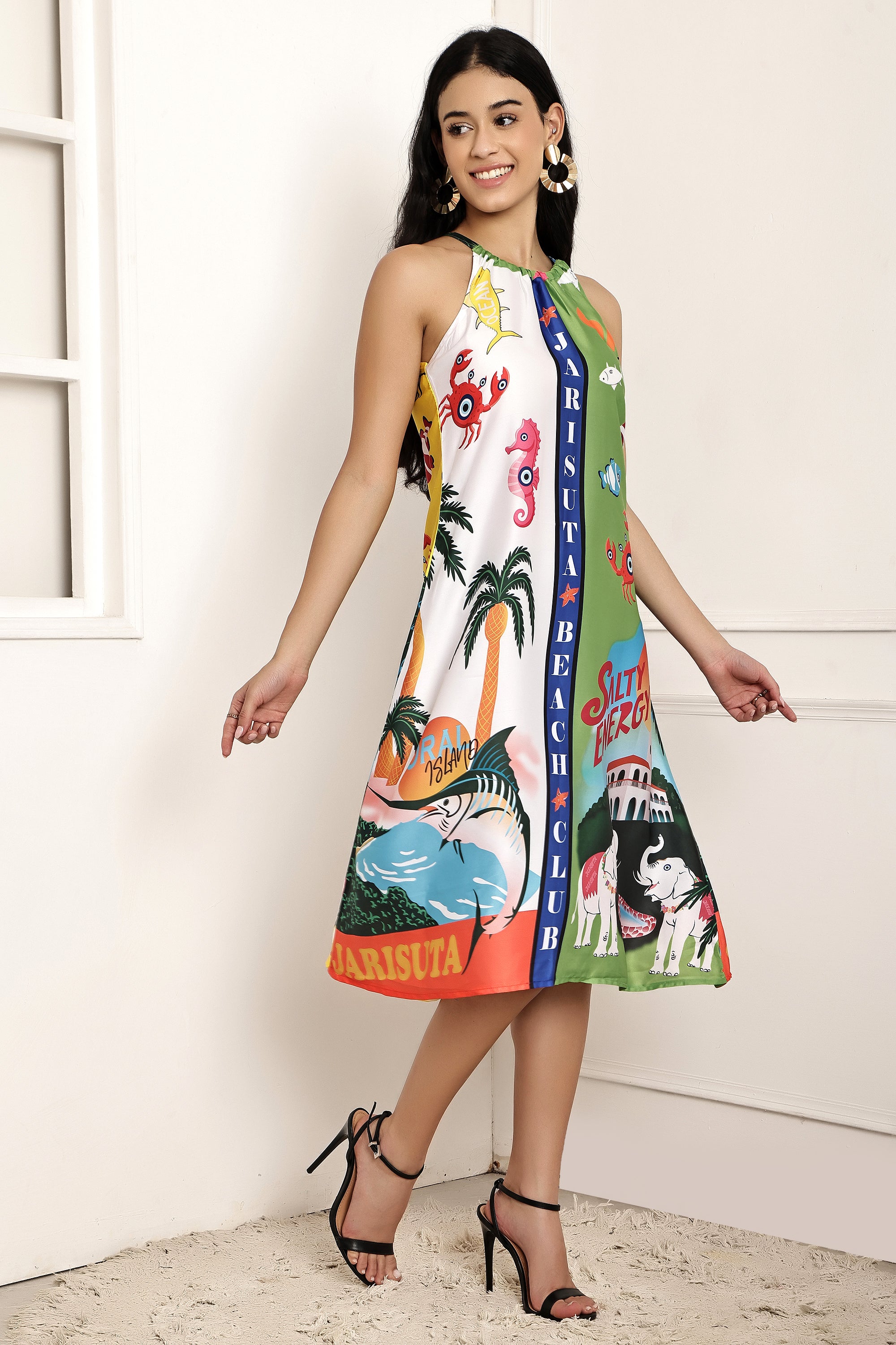 Beach Club Halter Neck Shift Dress
