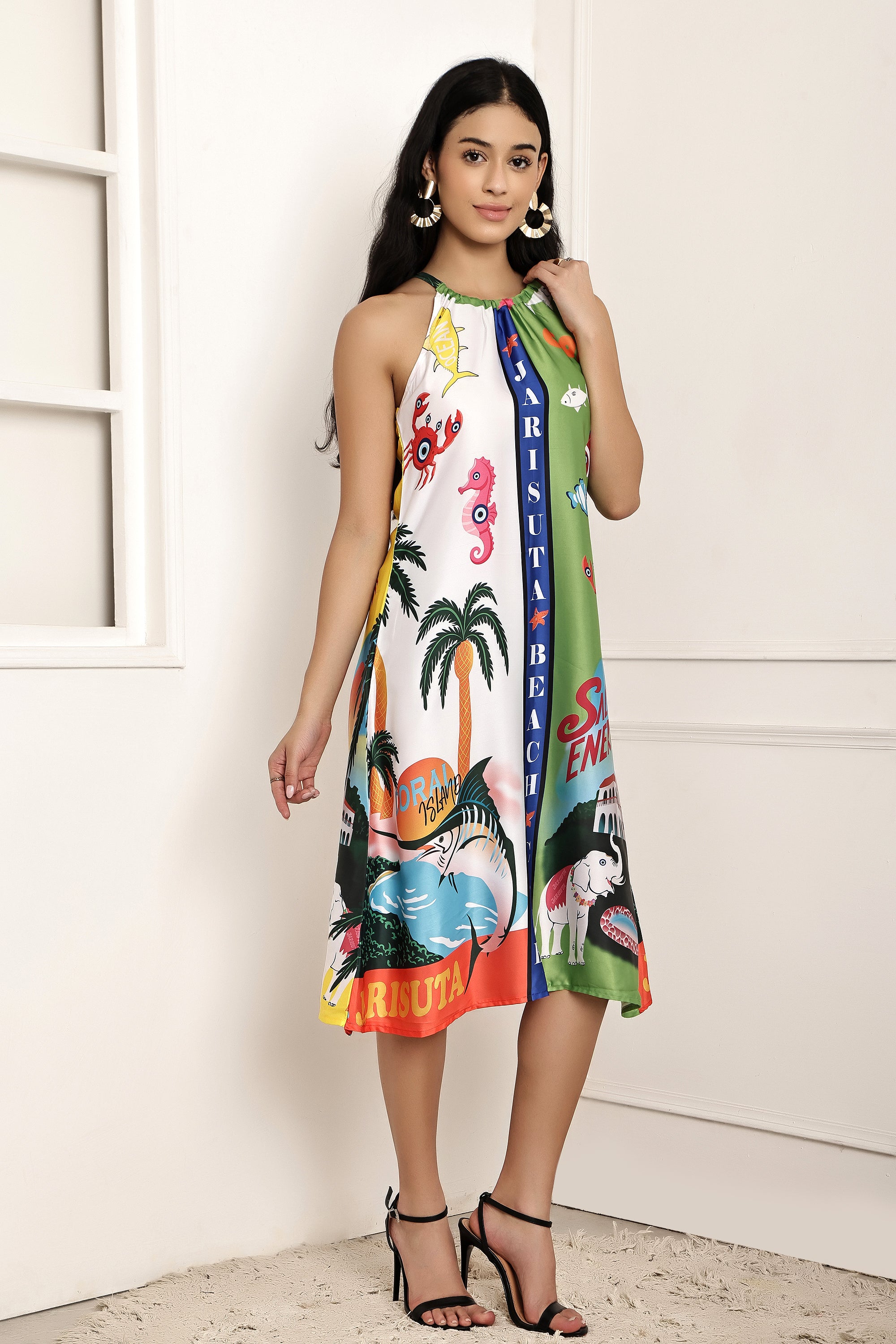 Beach Club Halter Neck Shift Dress