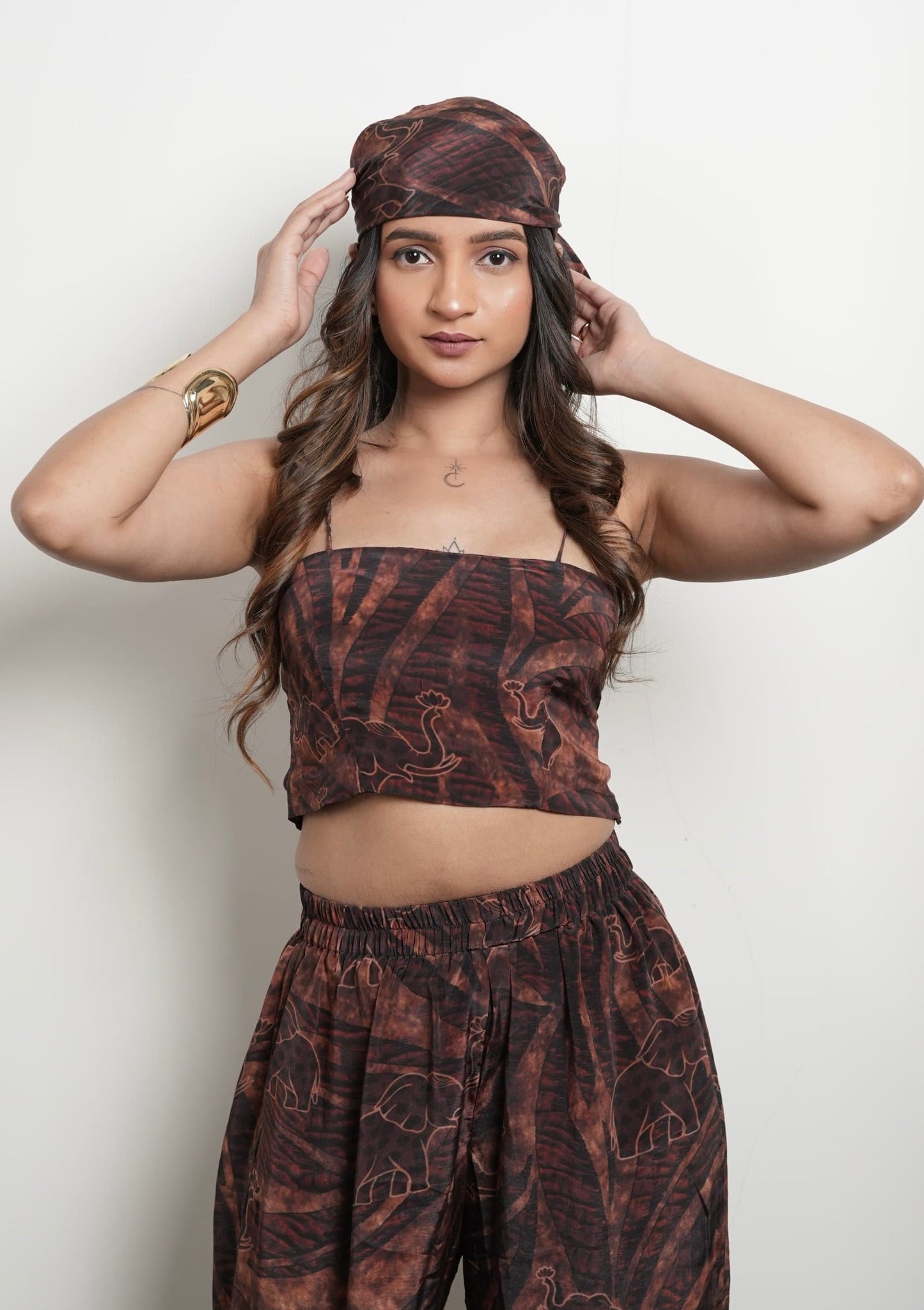 Dark brown elephant print Co-ord  set