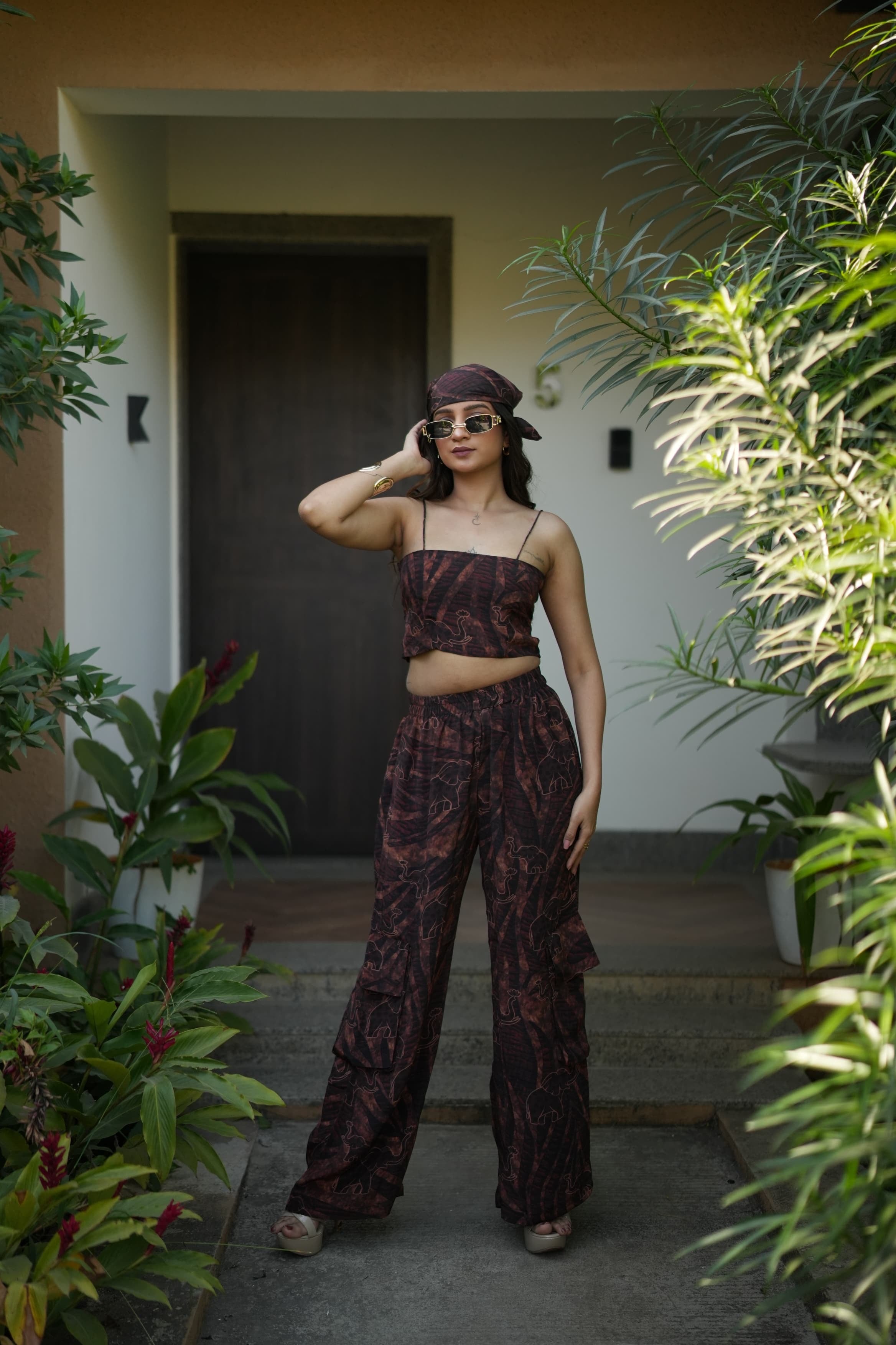 SAFARI DARK CO-ORD SET SHIRT PANT & BRALETTE