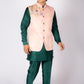 Men's Designer Embroidered Nehru Jacket – Emerald Green & Blush Pink