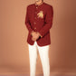 Men's Maroon Embroidered Nehru neck Blazer