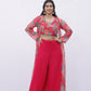 Floral Red Indo-Western Sharara Set with Jacket