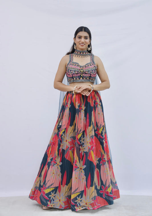 Vibrant Floral Embroidered Lehenga Set