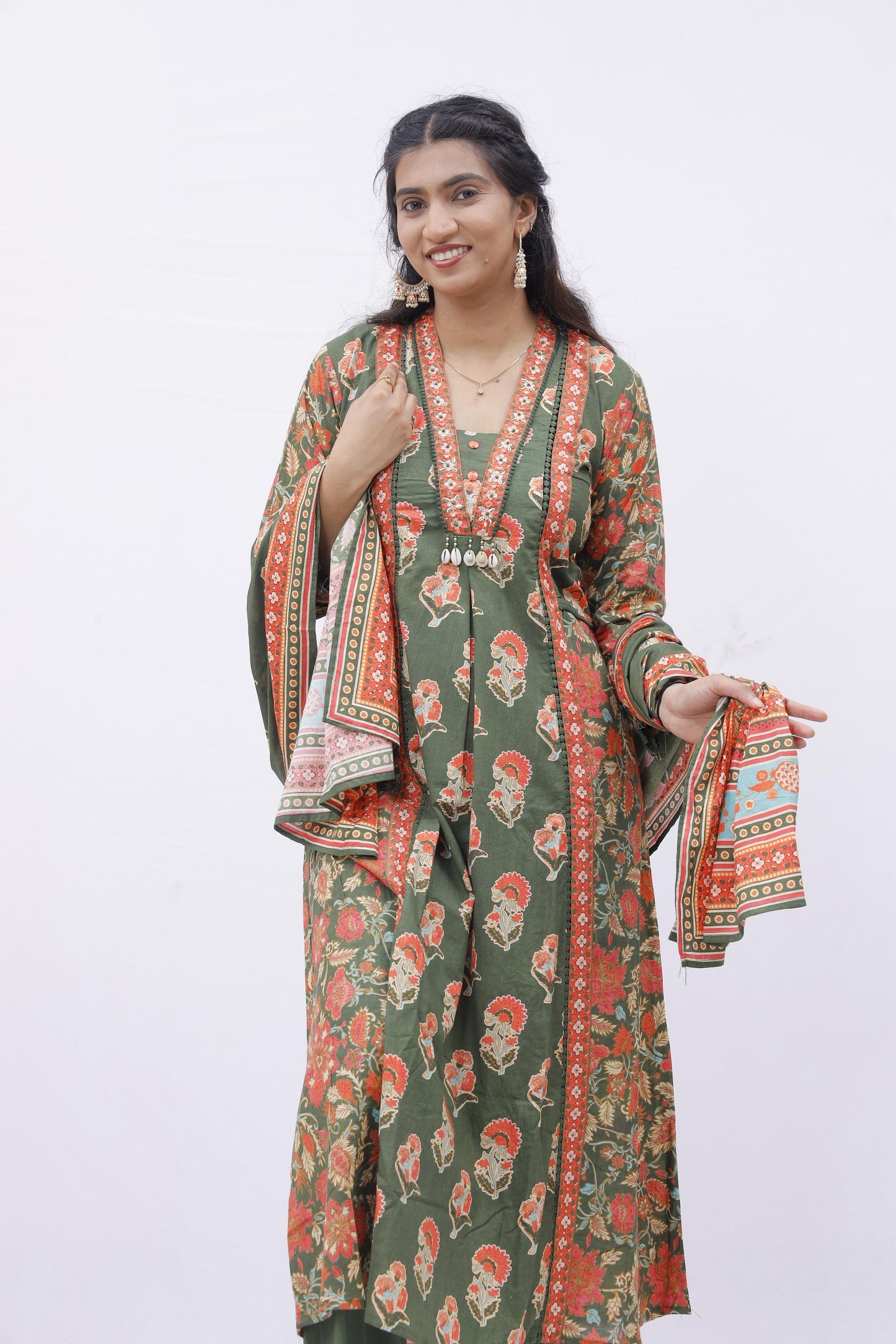 Garden Print Kurta Set with Dupatta