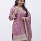 Dusty Rose Handwoven Embroidered Kurta Sharara Set with Dupatta