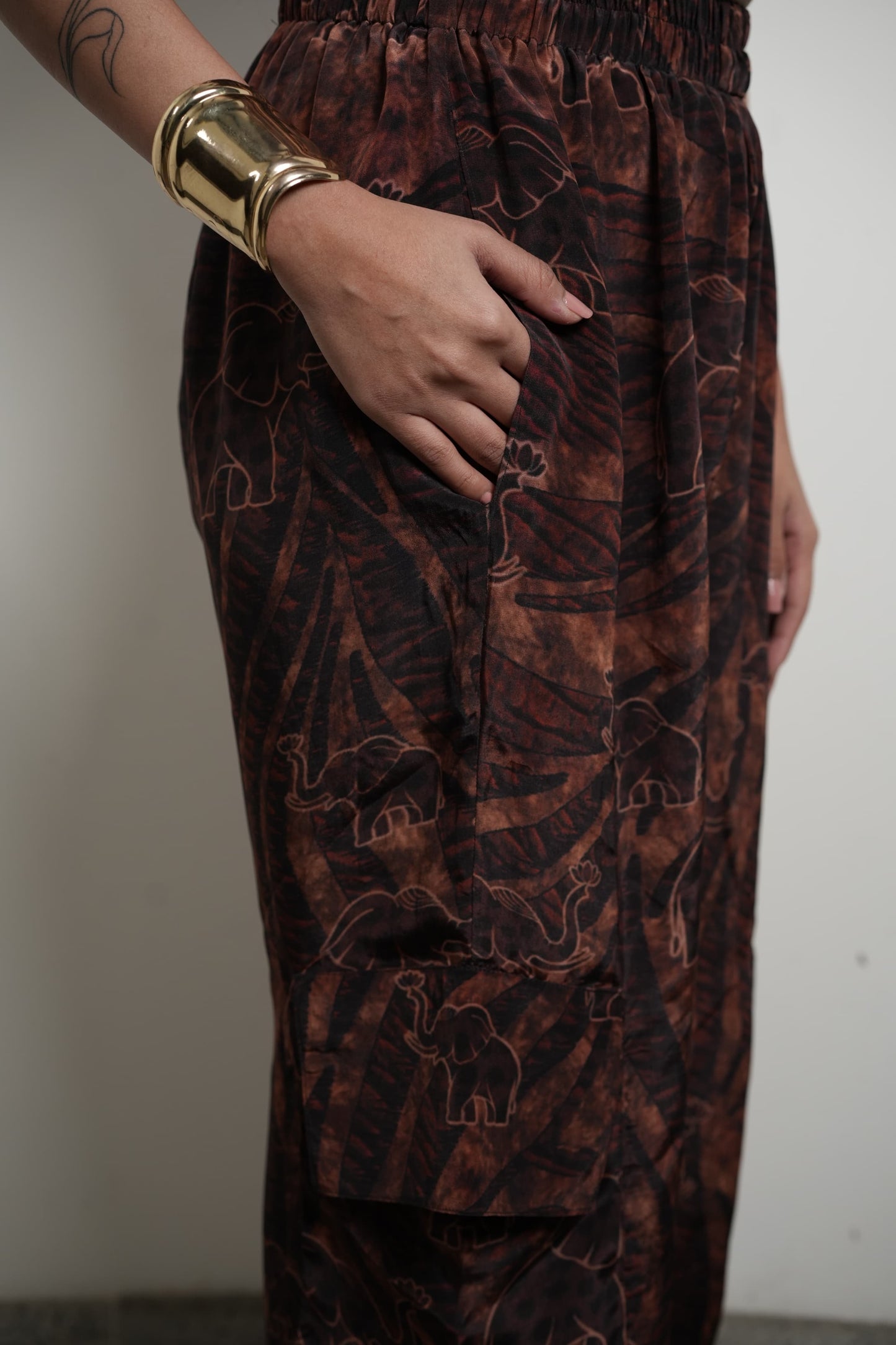 Dark brown elephant print Co-ord  set