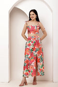 Paradise Garden Bow Tie-Up Top & Slit Maxi Skirt Co-ord Set