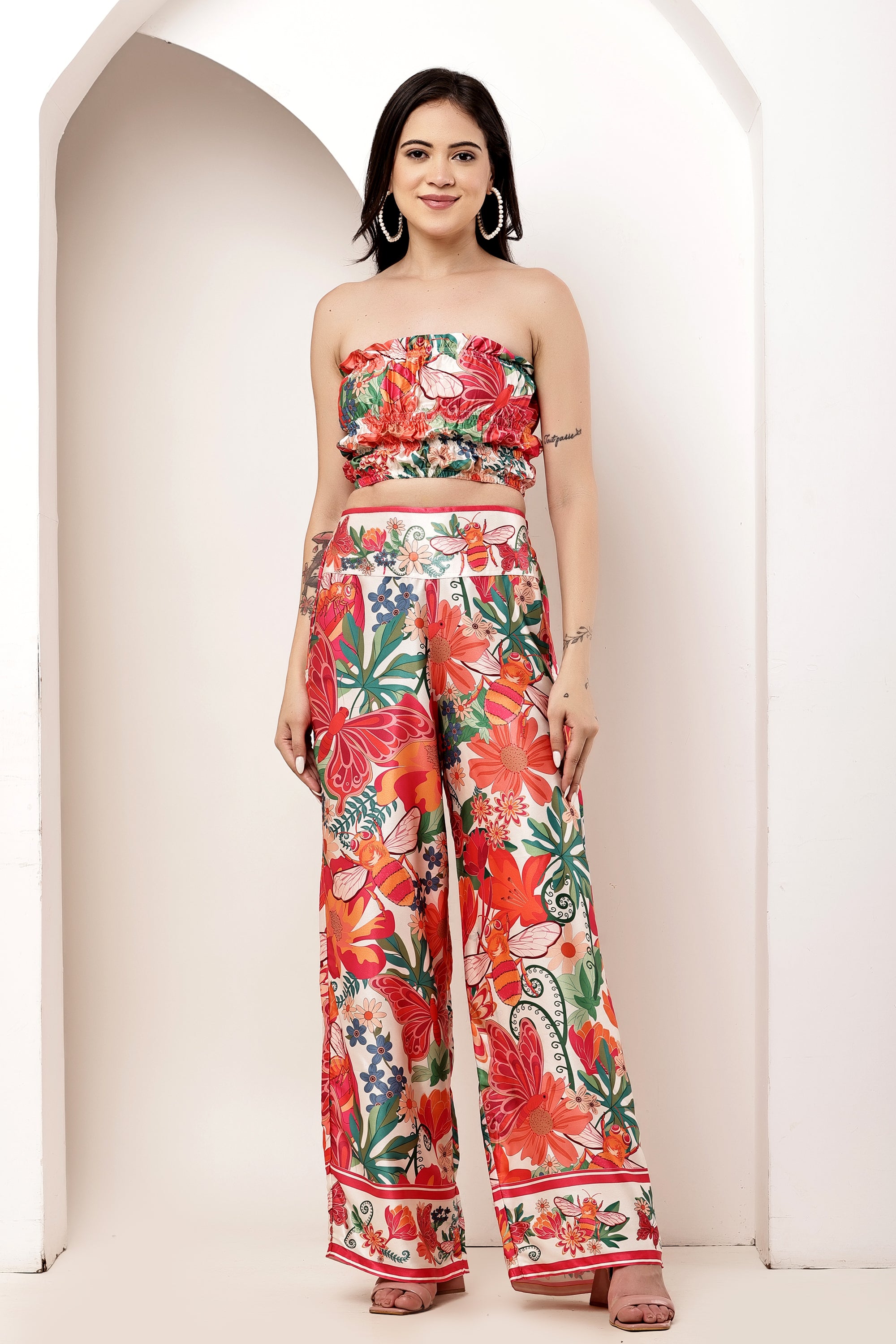 Bloom Rush Ruffle Tube Top & Pant Co-ord Set