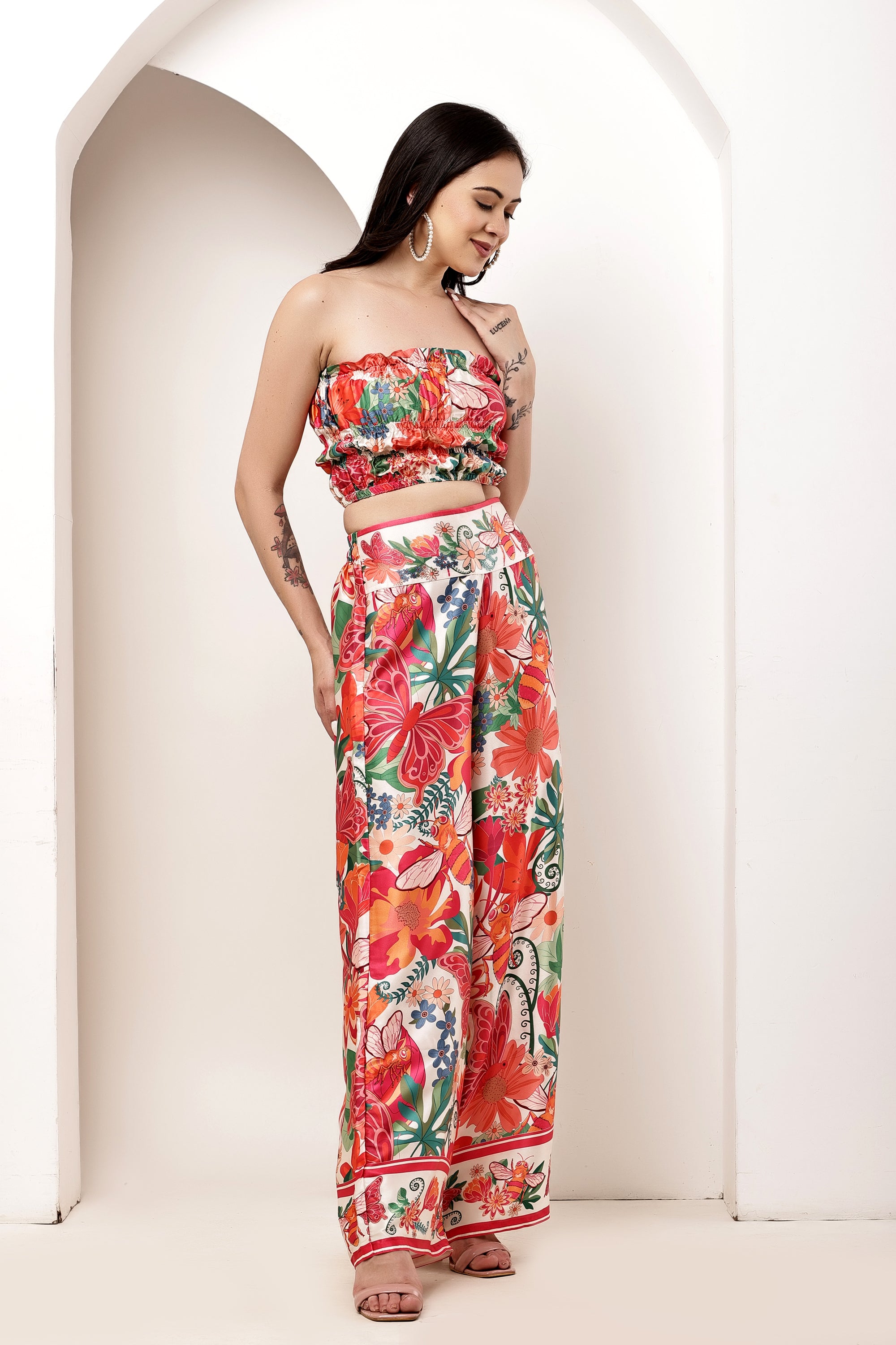 Bloom Rush Ruffle Tube Top & Pant Co-ord Set