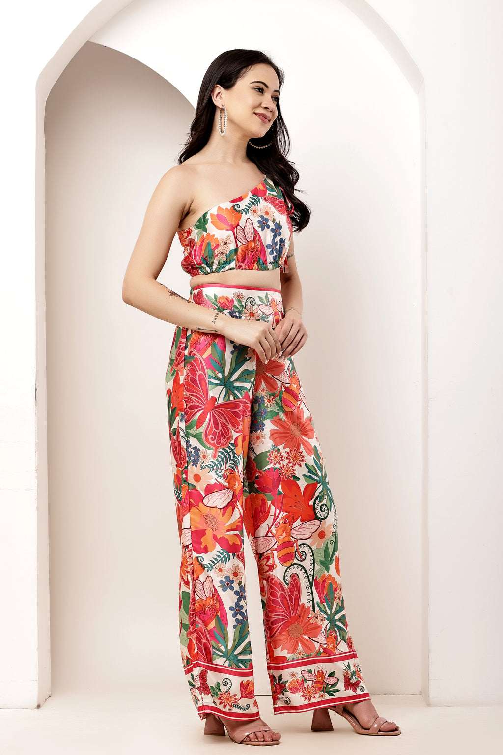 Garden Knot One-Shoulder Tie-Up Top & Pant Co-ord Set
