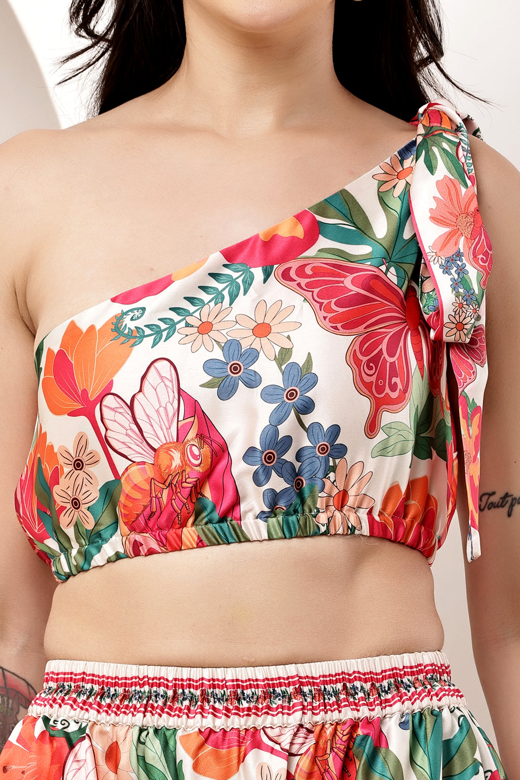 Garden Muse Asymmetrical Tie-Up Top & Mini Skirt Co-ord Set