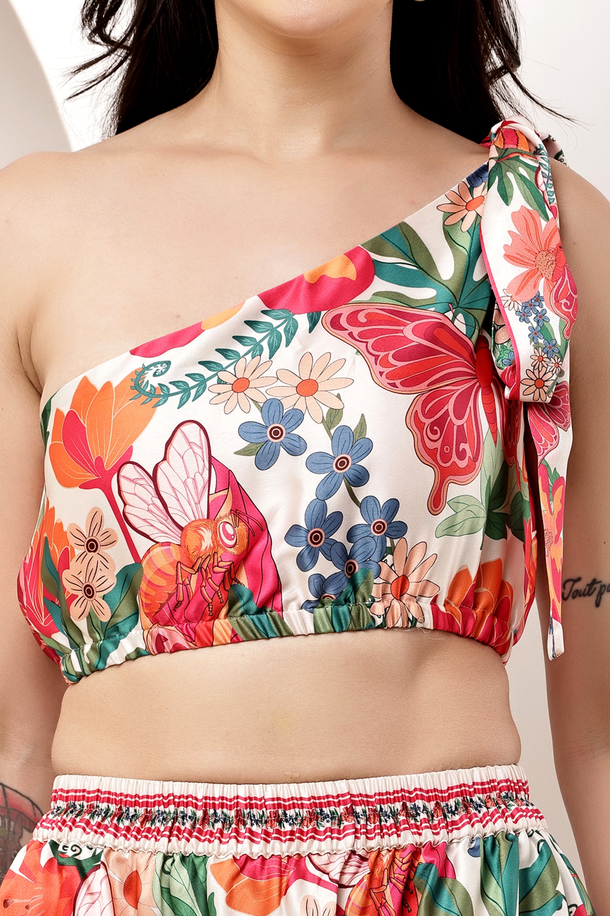 Garden Muse Asymmetrical Tie-Up Top & Mini Skirt Co-ord Set