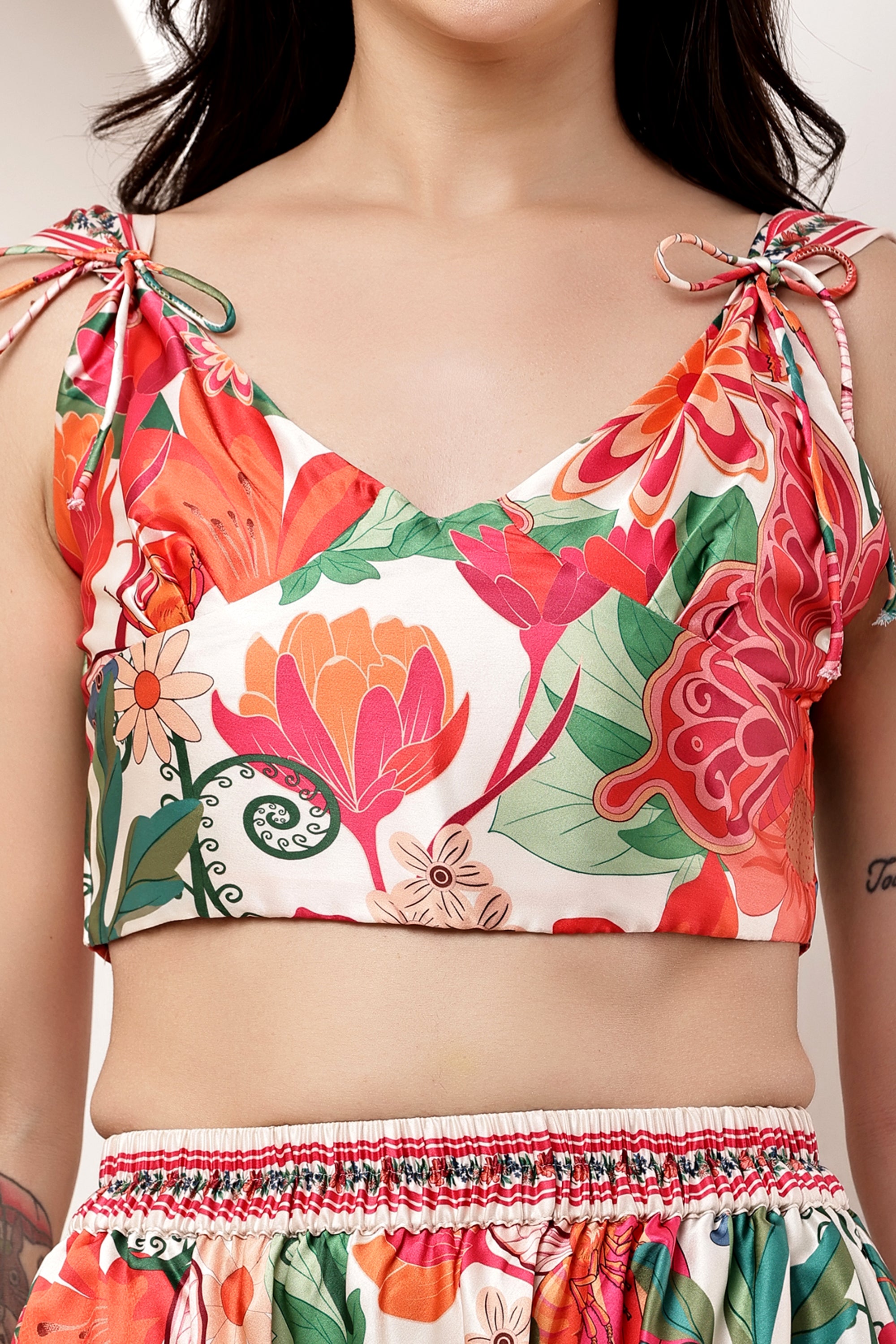 Bow Bloom Tie-Up Top & Mini Skirt Co-ord Set