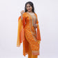 Bright Orange Printed Kurta Set with Embroidered Detailing and Dupatta