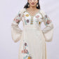 Three-piece suit consisting of a kurta (tunic), dupatta (scarf), and trousers.