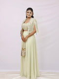 Pastel Green Embroidered Cape Set
