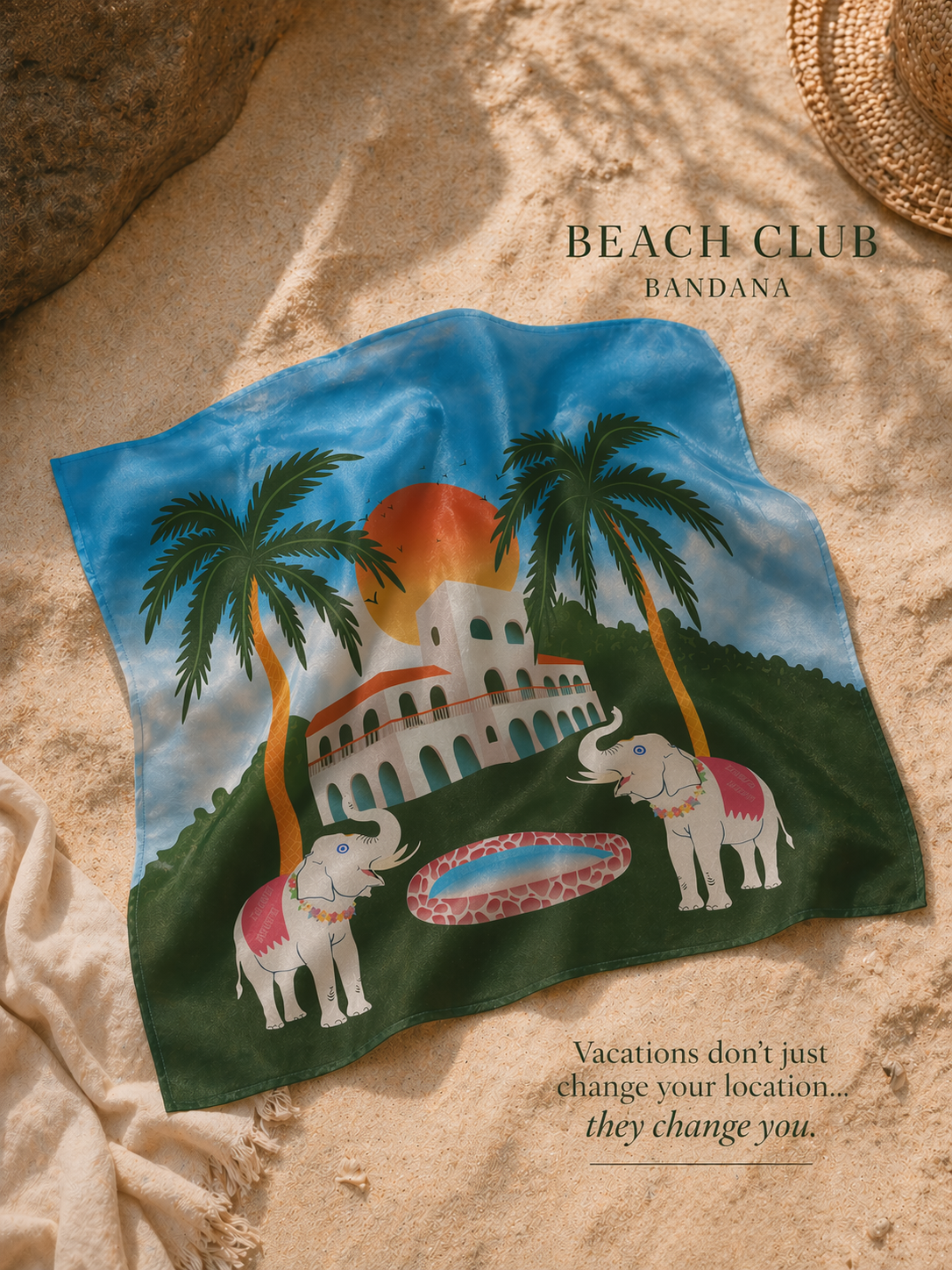 Beach Club | Beach Co-ord Set for Women– Top Wrap Sarong & Bandana