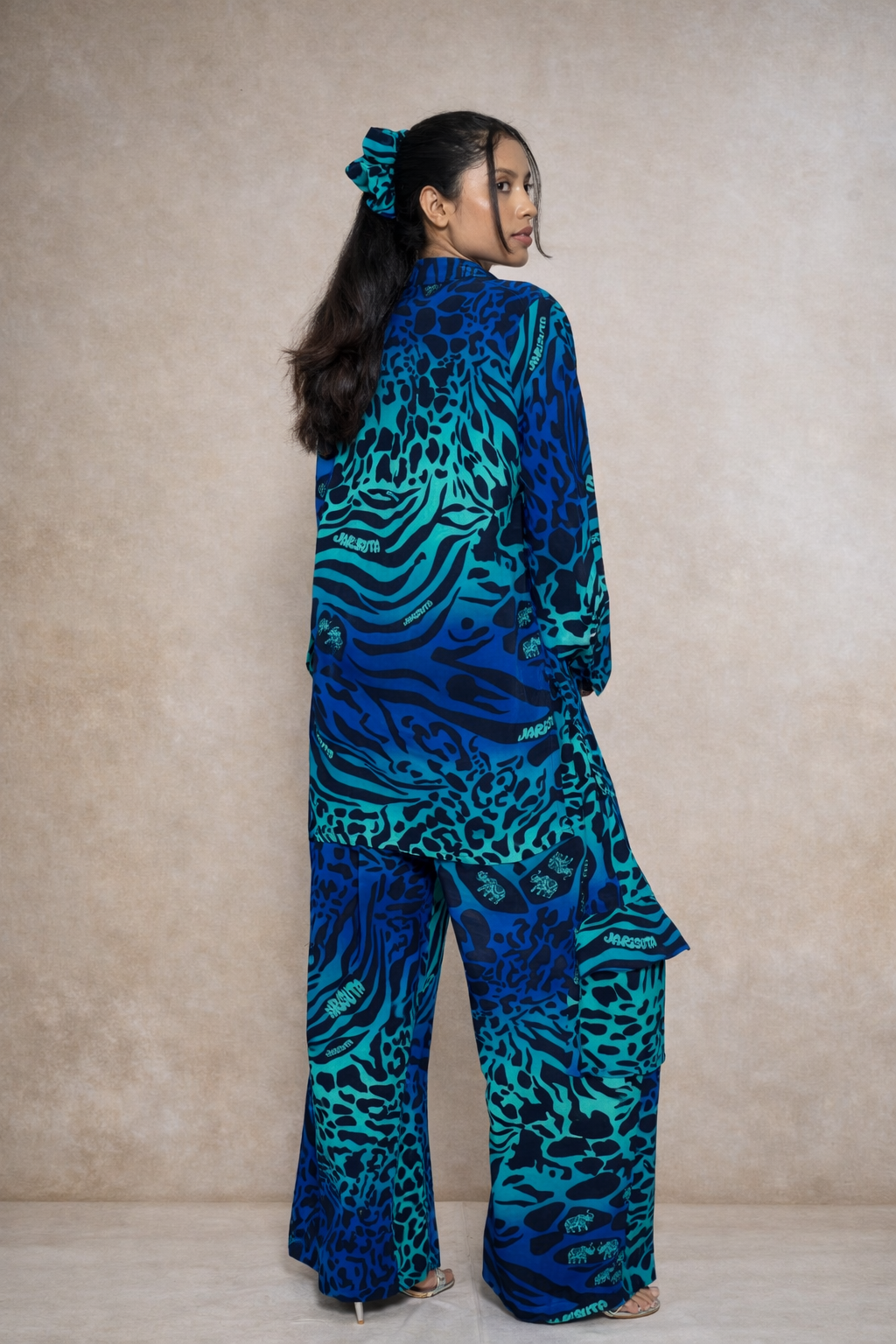 CAT EYE CO-ORD SET SHIRT PANT AND BRALETTE