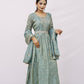 Anarkali suit with churidar and dupatta
