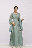 Anarkali suit with churidar and dupatta