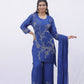 Royal Blue Embroidered Co-Ord Set with Dupatta
