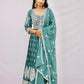 Teal Green Thread Embroidered Anarkali Set