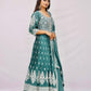 Teal Green Thread Embroidered Anarkali Set