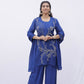 Royal Blue Embroidered Co-Ord Set with Dupatta