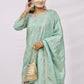 Mint Green Embroidered Silk Suit Set with Dupatta