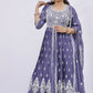 Royal Lavender Embroidered Anarkali Set