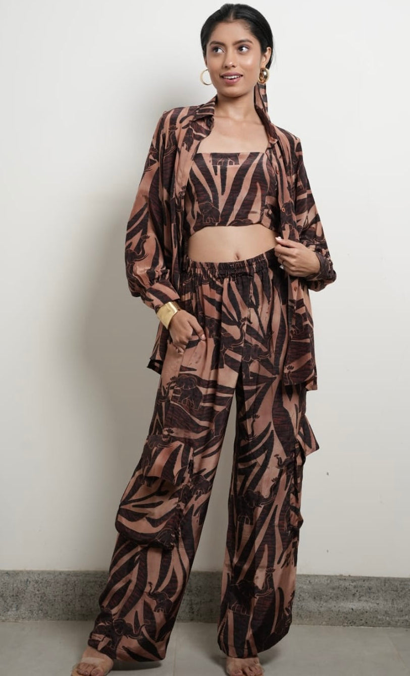 Light brown elephant print co-ord set