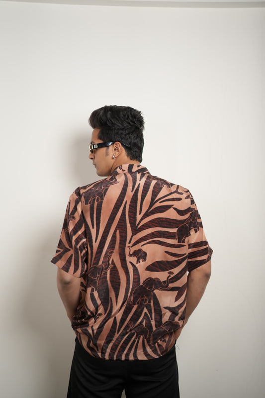 Light brown elephant print shirt
