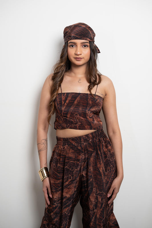 Dark brown elephant print bralette