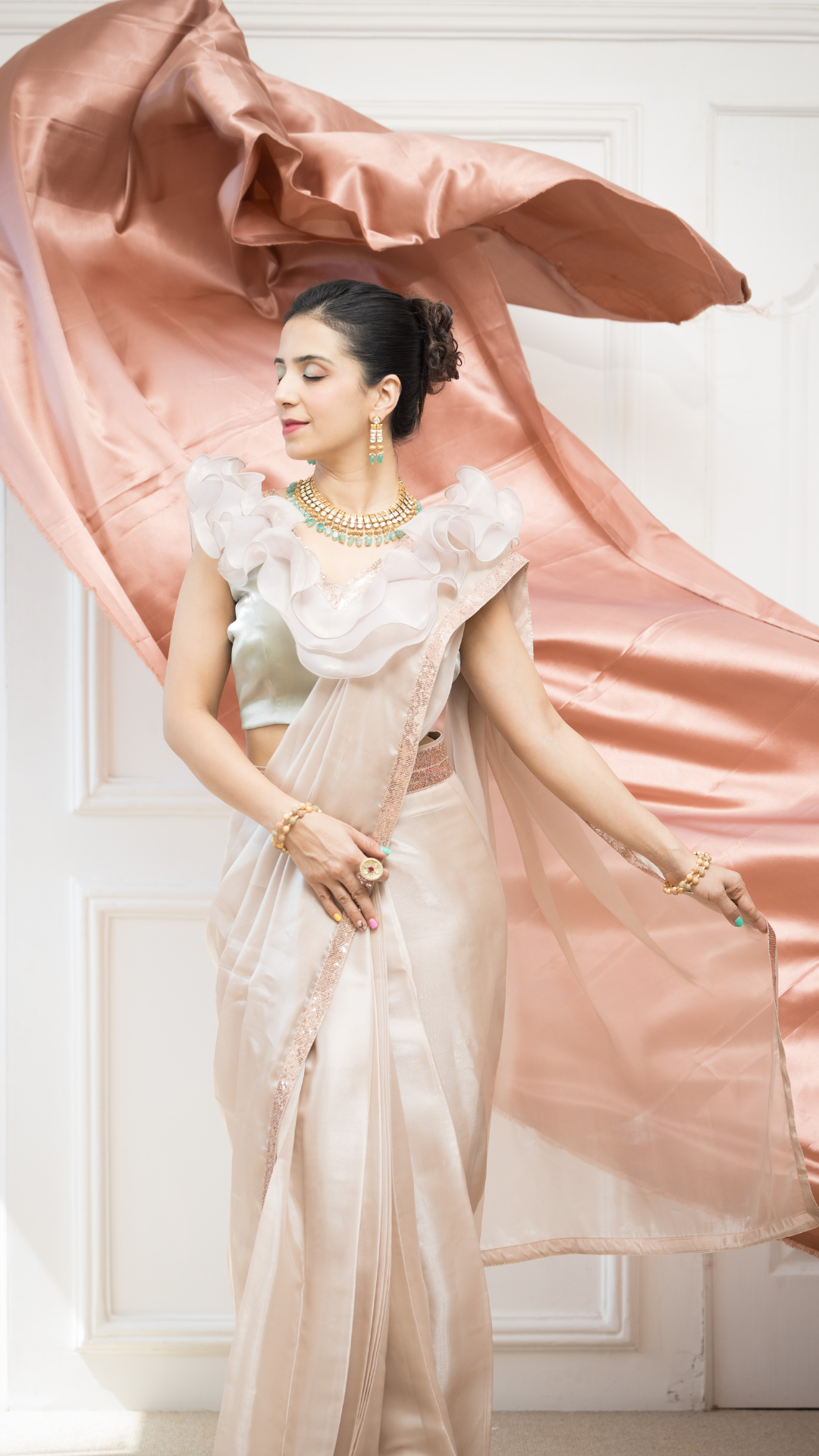 Pink Saree with Western Pattern