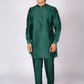 Men’s Festive Green Kurta Set with Embroidered Pink Nehru Jacket