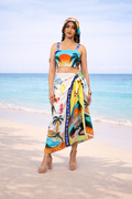 Beach co-ord set for women with top, wrap sarong and bandana Beach Club vacation outfit by Jarisuta Lifestyle